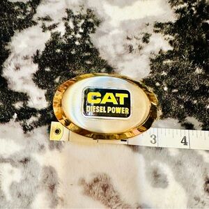 Vintage Stainless Steel CAT diesel power belt buckle